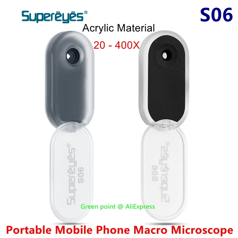 New Supereyes S06 Portable Mobile Phone Macro Microscope 20-400X HD Lens High Magnification Pocket External Universal Microscope