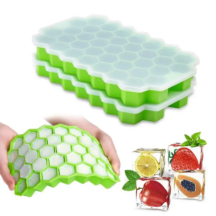 

Honeycomb Ice Cube Tray 37 Cubes Silicone Ice Cube Maker Mold With Lids For Ice Cream Party Whiskey Cocktail Cold Drink SN3358