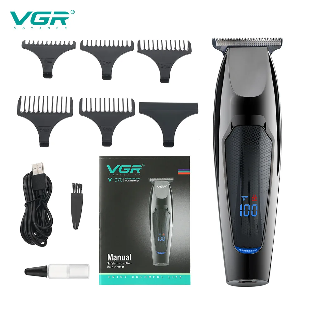 VGR V-070 Professional LCD Hair Clipper Men's Electric Hair Trimmer Barber Oil Head Carving Sculpture Trimmer Hair Cutting Tools