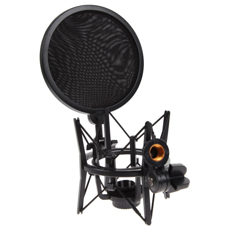 Top Deals Professional Microphone Mic Shock Mount with Shield Articulating Head Holder Stand Bracket for Studio Broadcast