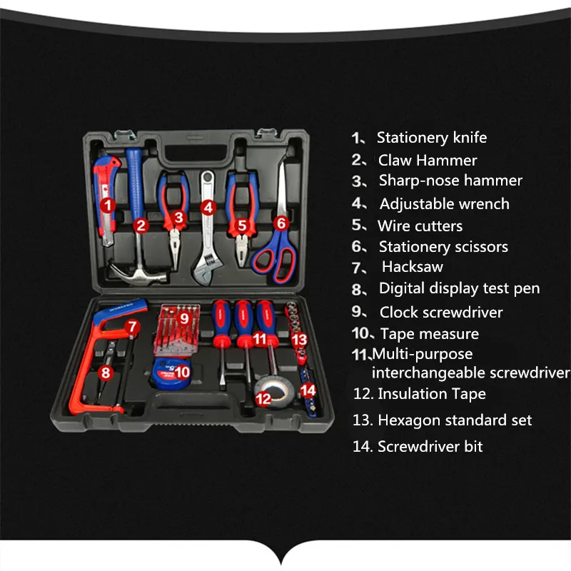 50PCS Tool Household Set Hardware Toolbox Multifunctional Electrician Woodworking Manual Maintenance Combination