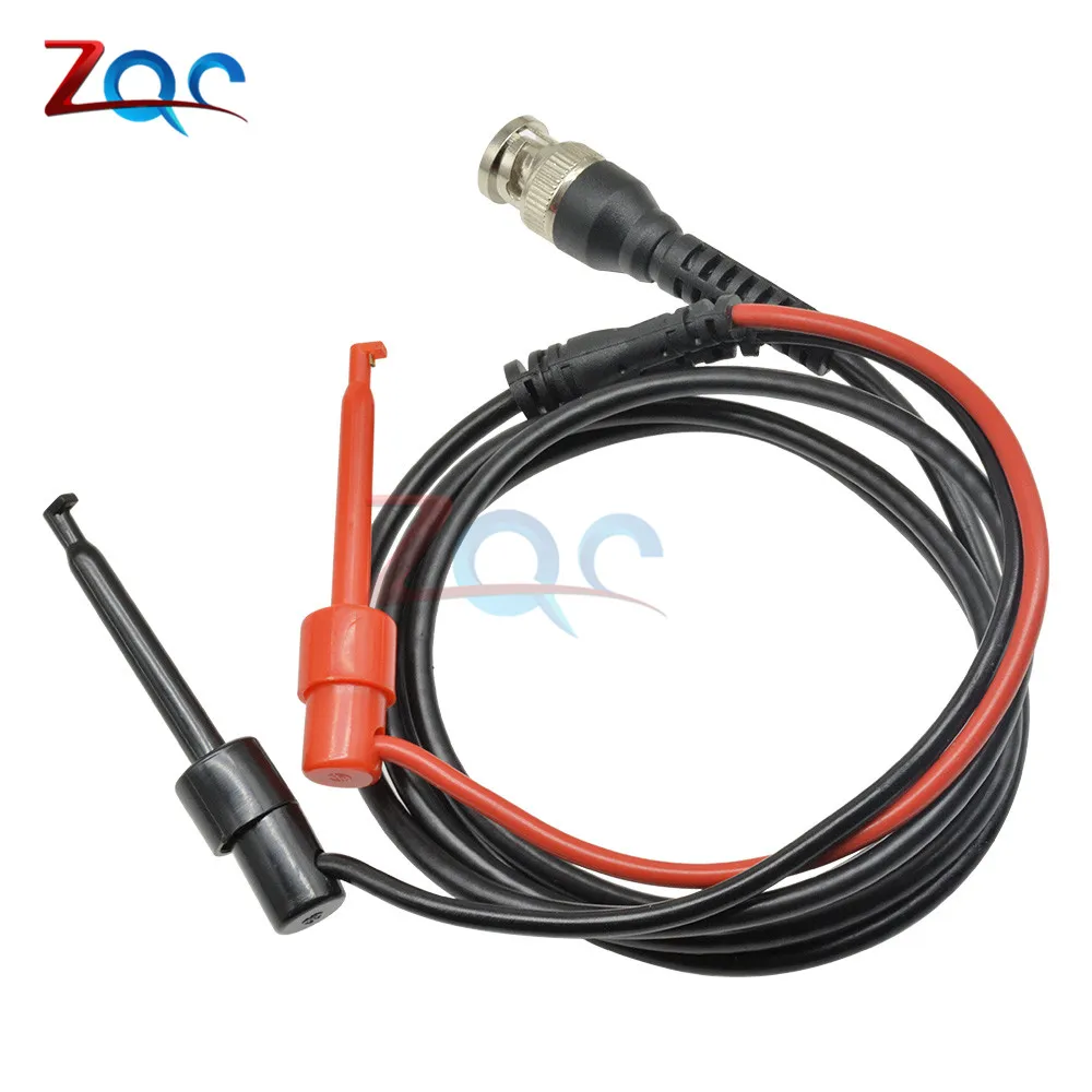 Oscilloscope P1007 BNC Male Plug Q9 to Dual Hook Clip Test Probe Cable Leads 120CM w/ Two Mini Probes Ended 500V 5A IC Test Hook