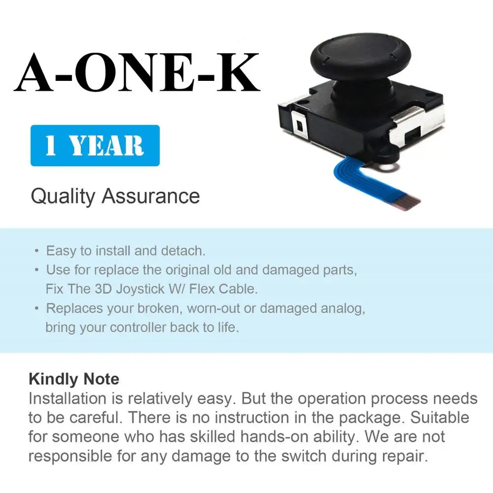 Original 3D Analog Joystick JoyCons Replacement Left/Right Repair Kit Thumb Sticks Sensor with 2 “Y” Screws for Nintend Switch