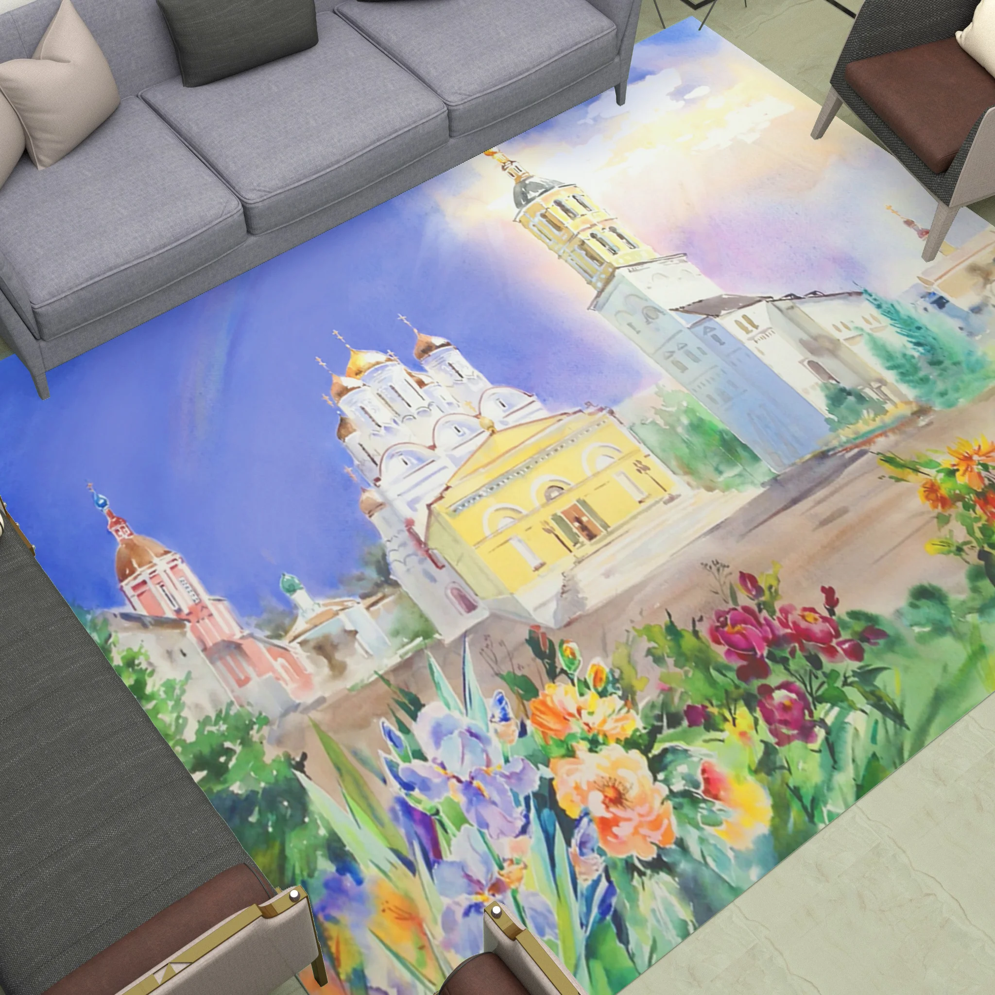 

Castle In The Sea of Flowers Rugs Kitchen Area Floor Mat Large Living Room Bedroom Bathroom Carpet Religion Ancient Architecture