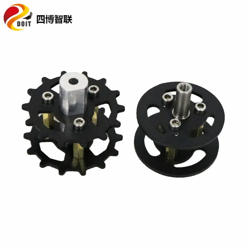 SZDOIT TW-03 Black Metal Shock Absorbing Motor Drive Wheel Aluminum Alloy Motor Load-bearing Wheel for RC Tracked Robot Parts