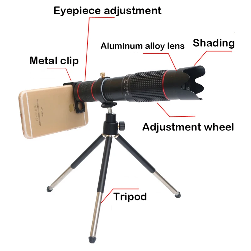 HD 4K 36x Telescope Camera Zoom Optical Cellphone Telephoto Lens For iphone Samsung Xiaomi Huawei Smartphone Mobile Phone Lenses