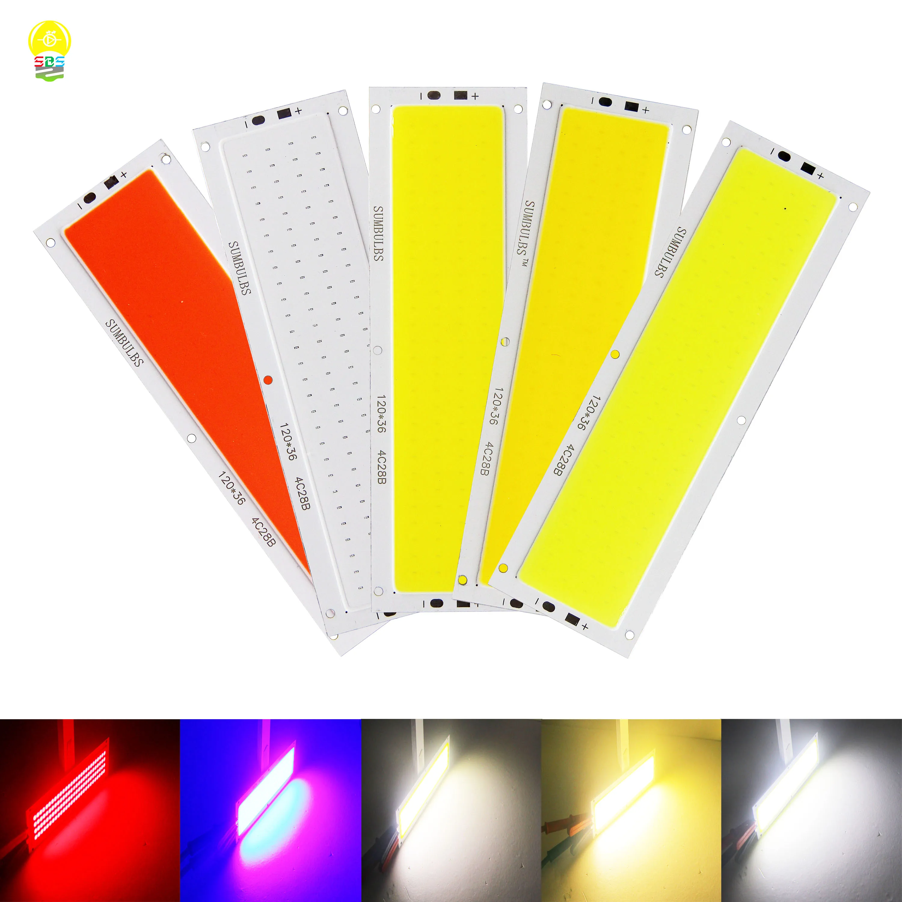 LED COB Bar Round Light Source 12V DC Bulb Chip Mix Size 2-200W LED Strip Red Blue Warm Nature Cold White DIY Light Lamp