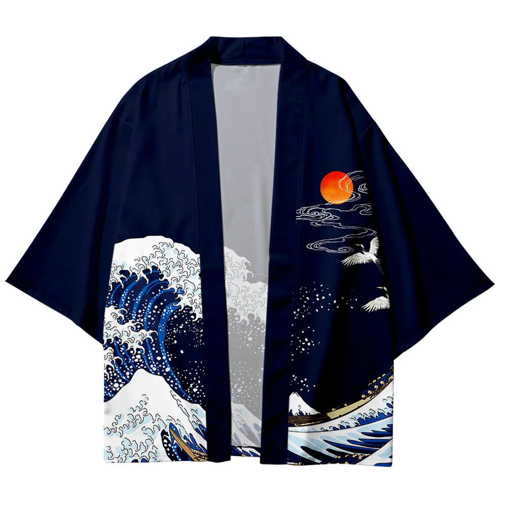 Haori Suit Plus Size S-3XL Loose Japanese Samurai Harajuku Kimono Cardigan Women Men Cosplay Yukata Tops Pants Set Asian Clothes