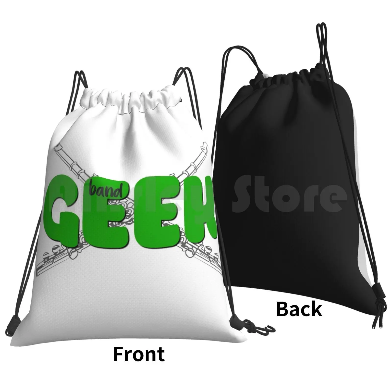 Band Geek-Flute Backpack Drawstring Bag Riding Climbing Gym Bag Band Marching Band Marching High School Band High School