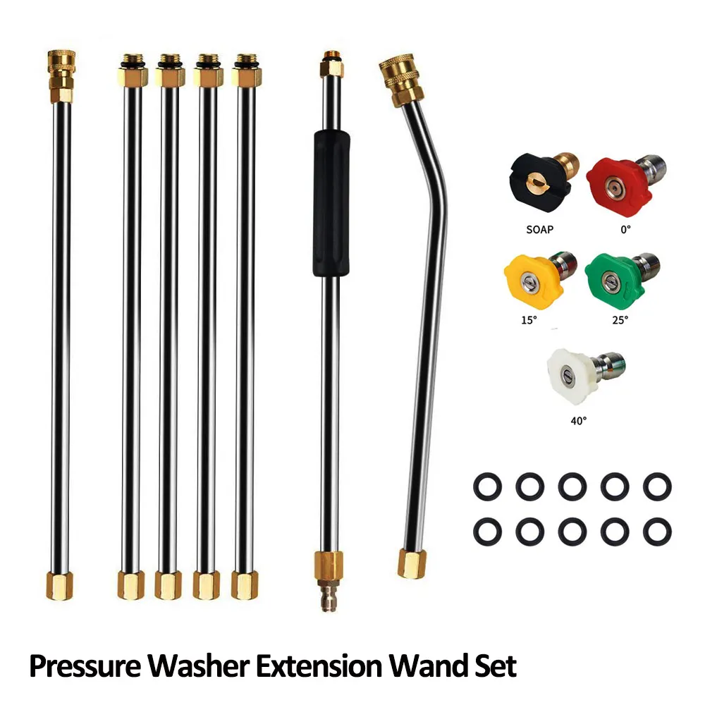 Lavadora De Pressão Wand Extension Set, Lance De Substituição, Conexão Rápida com 5 Pontas De Bico De Pulverização, 90 pol, 1/4 pol