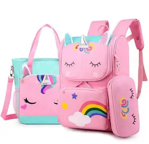 Детский рюкзак для обедов для девочек, школьный ранец с единорогом, детские школьные рюкзаки, школьная сумка с сумкой для учеников