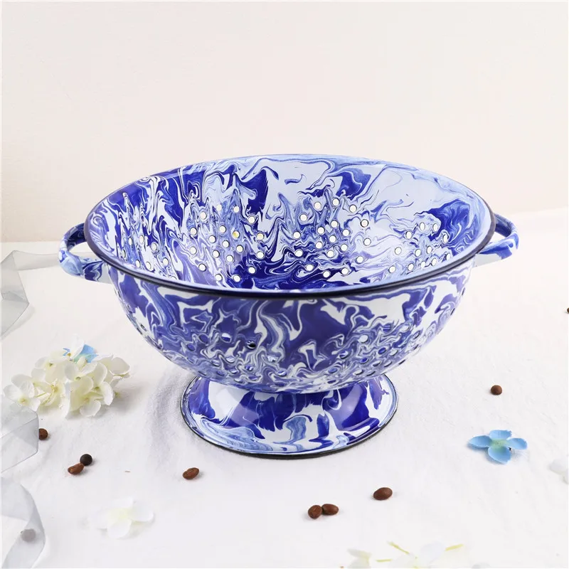 

Enamel Colander Drain Basket Fruit Storage Basket