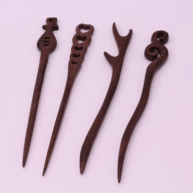 Retro Sandalwood Hair Clips Wooden Hair Sticks Natural Chopstick Shaped Hairpins Headpiece Women Headwear Girls Hair Accessories