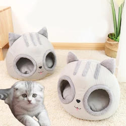 Improved Sleep Comfortable Cat Beds Cat Head Shaped Winter Kitten Dog Cushion Soft Warm Pet Nest Dog Cat Bed Durable