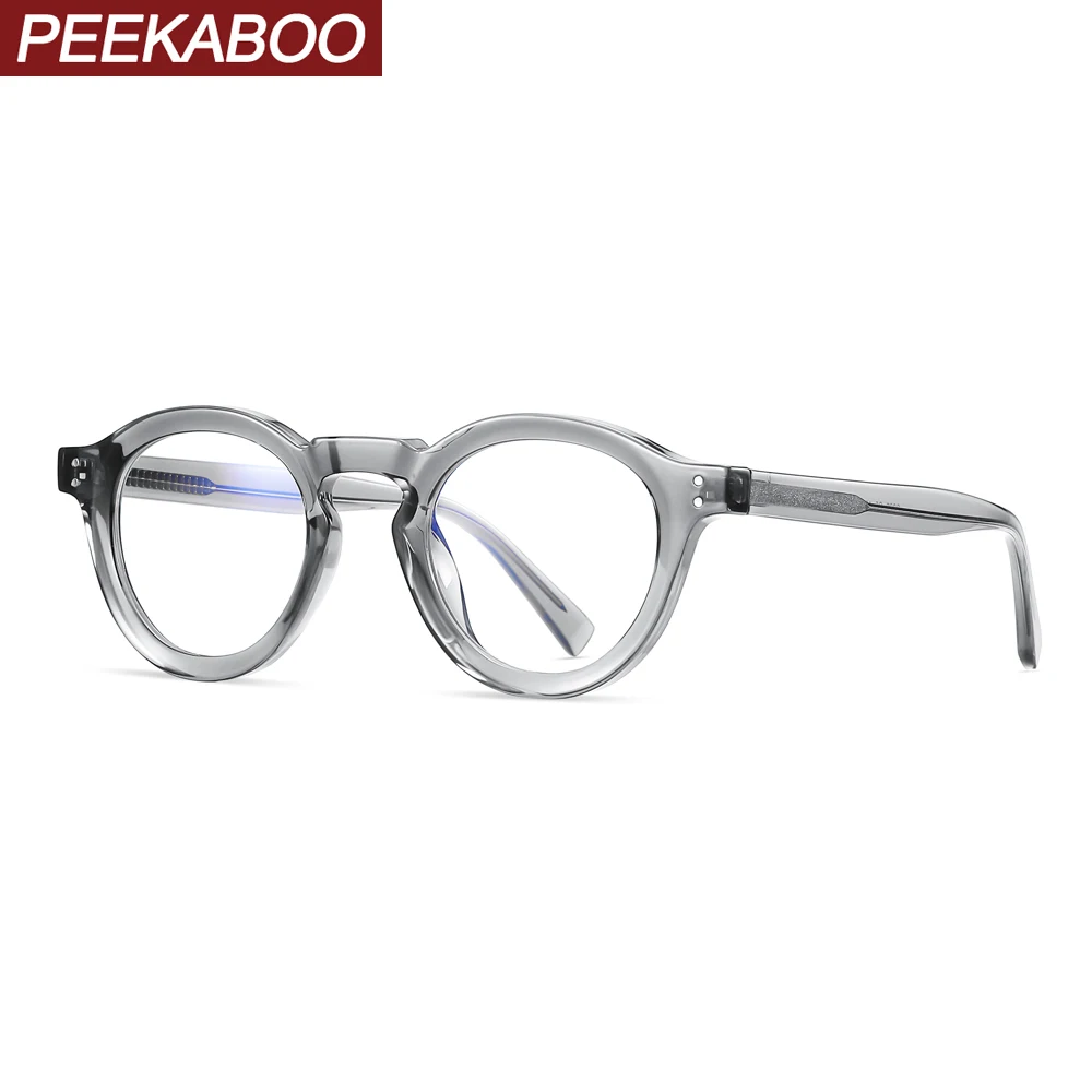 Okulary retro z przezroczystymi szkłami Peekaboo dla kobiet, oprawki optyczne z acetatu TR90 dla mężczyzn, wysokiej jakości męskie okulary w stylu koreańskim vintage.