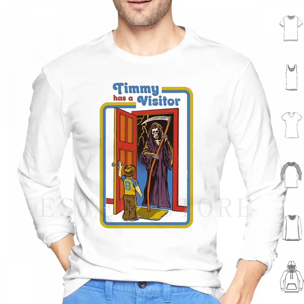 

Толстовки с длинным рукавом «Темми есть посетитель» в стиле ретро, винтажные ужасы, забавные толстовки 80-х, 70-х годов, Хэллоуин, Мрачный жнец
