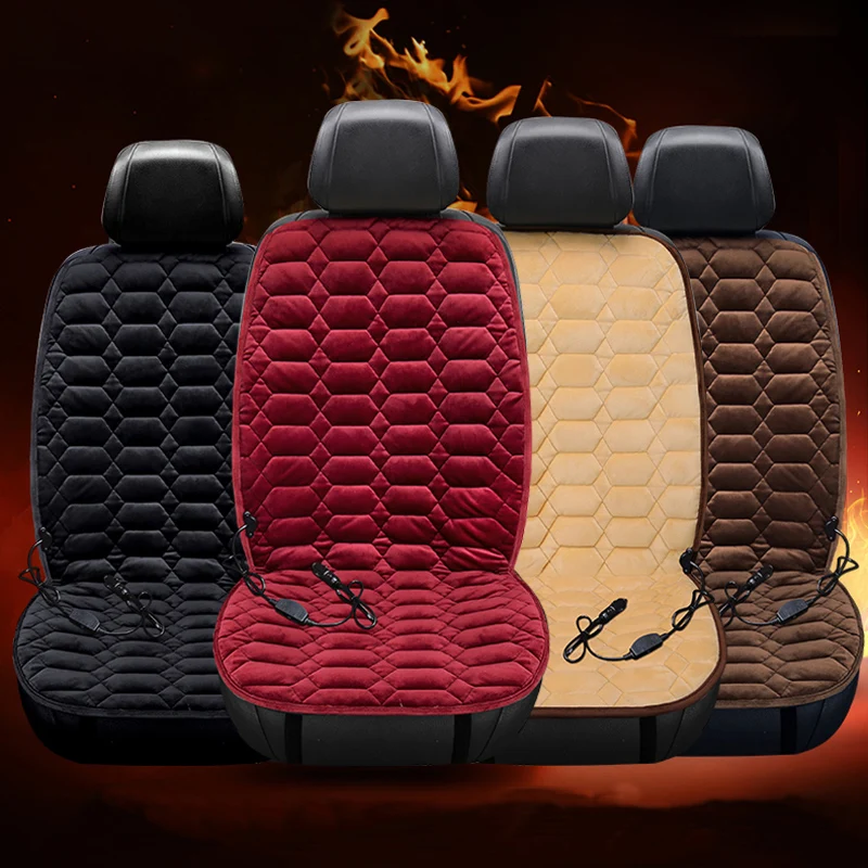 

Heating Car Seat Cushion 12V Heated Auto Seat Cover Plush Heater Winter Warmer Control Temperature Electric Heating Seat Pad