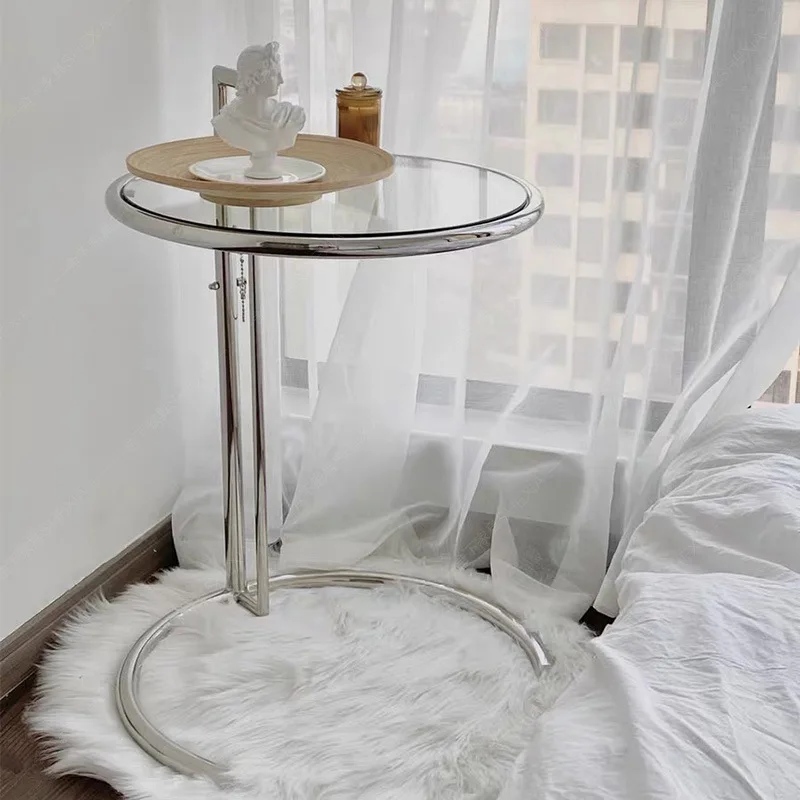 

Wuli Medieval Stainless Steel Lifting Coffee Table Glass Side Table Light Luxury Simple Creative Ins Transparent Coffee Table