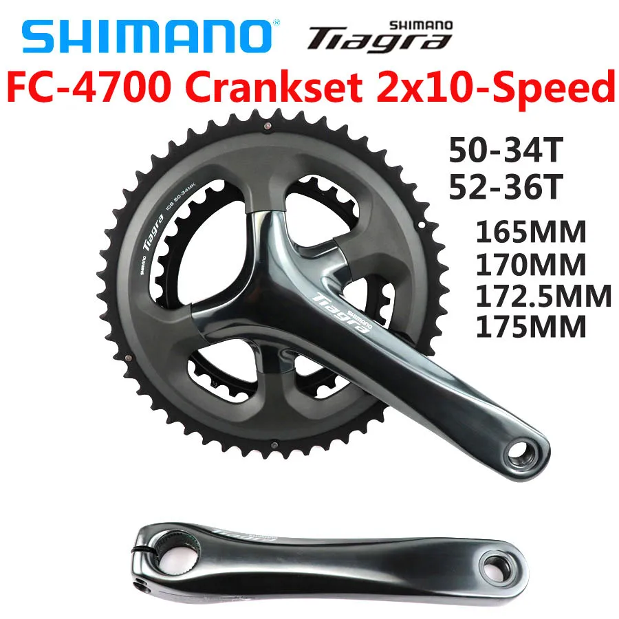 SHIMANO Tiagra FC 4700 FC-4700 HOLLOWTECH II CRANKSET Crankset 2x10-Speed 50-34T 165MM 170MM 172.5MM Bicycle Parts