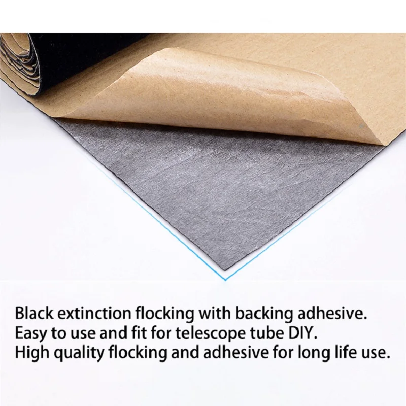 DIY Black Extinction Flocking w/ Backing Adhesive 100x48cm for Astronomical Telescope Tube Reducing Stray Light Better Imaging