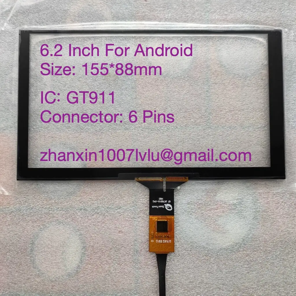 

New 6.2 Inch 6 Pins Touch Screen Glass Digitizer QT-JX70010-FPC 155*88mm JR-005-GT911 For Variety Android Car Radio Navigation