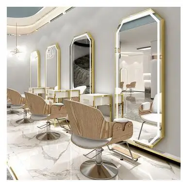 Barbershop hair salon dedicated whole body with light web celebrity hairdressing mirror single-sided double-sided mirror