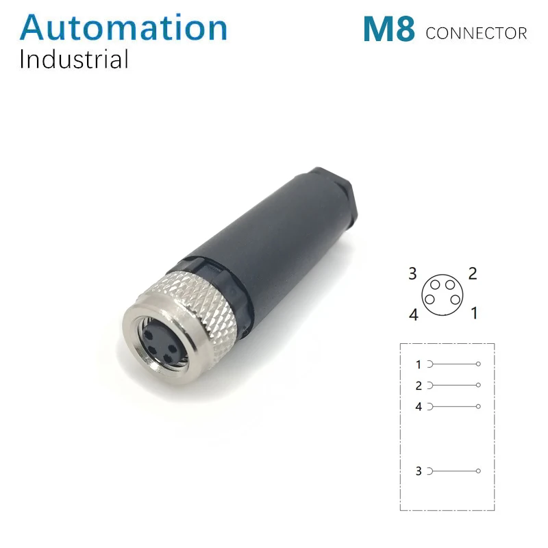 M8 Connector, 4Pin, Female,  IP67，CE, ROHS