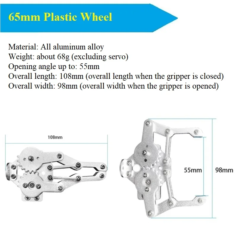 2 Dof อลูมิเนียมแขนหุ่นยนต์ CLAMP Claw Mount Kit + Servo สําหรับหุ่นยนต์ Manipulator DIY Rc ของเล่น