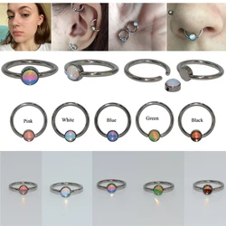 1PC G23 Titanium Bling Bling Flash Film Nose Ring Ear Septum Gem Ball BCR Helix Tragus Cartilage Earrings Piercing 16g