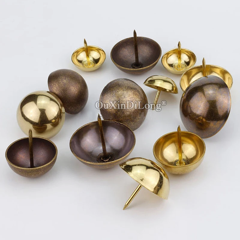 Retro Vintage 10PCS Antique Brass Decorative Upholstery Nails Tacks Round Rivet Studs Furniture  Doornail Hardware