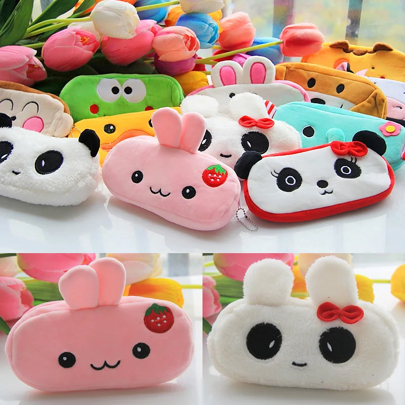 Plush animal pen case cartoon Kawaii pencil case gifts for children School Pencil cases cute stationery box Storage bag pen bag