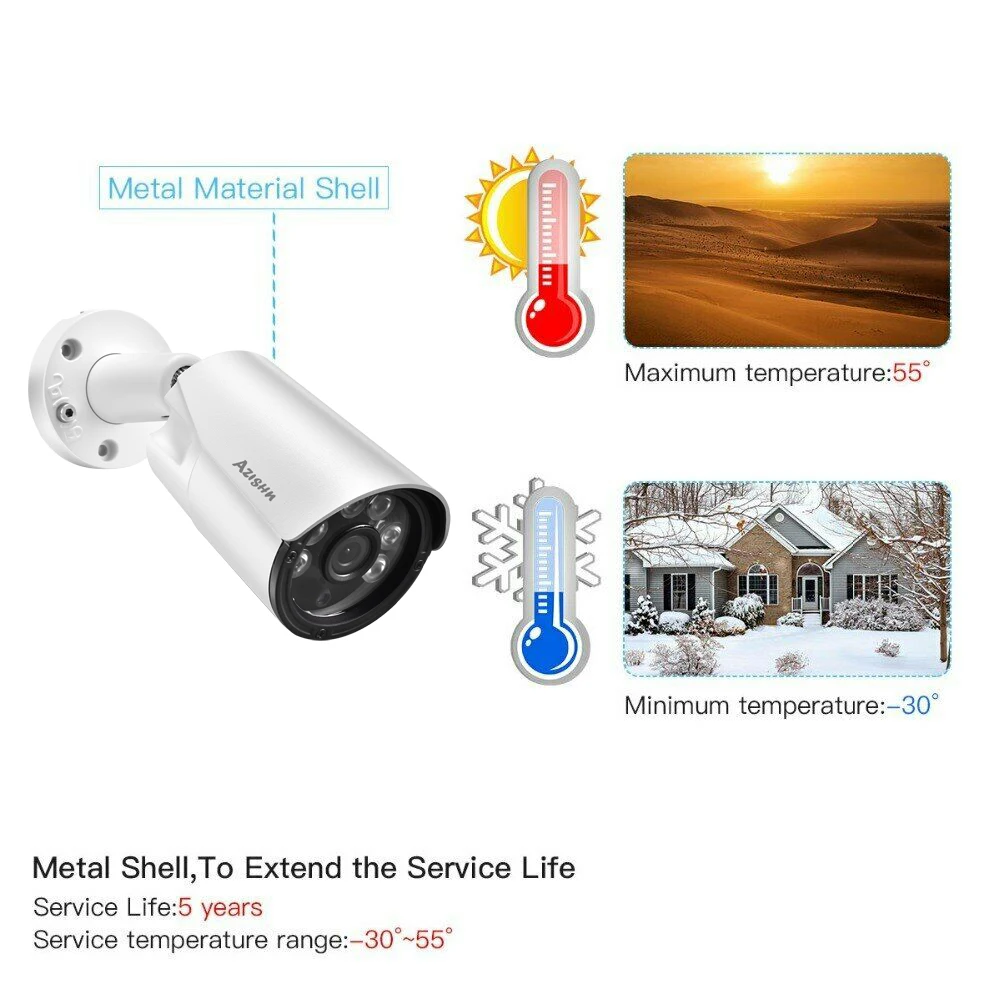 AZISHN H.265 + 8CH 3MP HDMI POE طقم NVR نظام الدائرة التلفزيونية المغلقة 3MP المعادن داخلي في الهواء الطلق الصوت قبة IP كاميرا فيديو الأمن المراقبة مجموعة