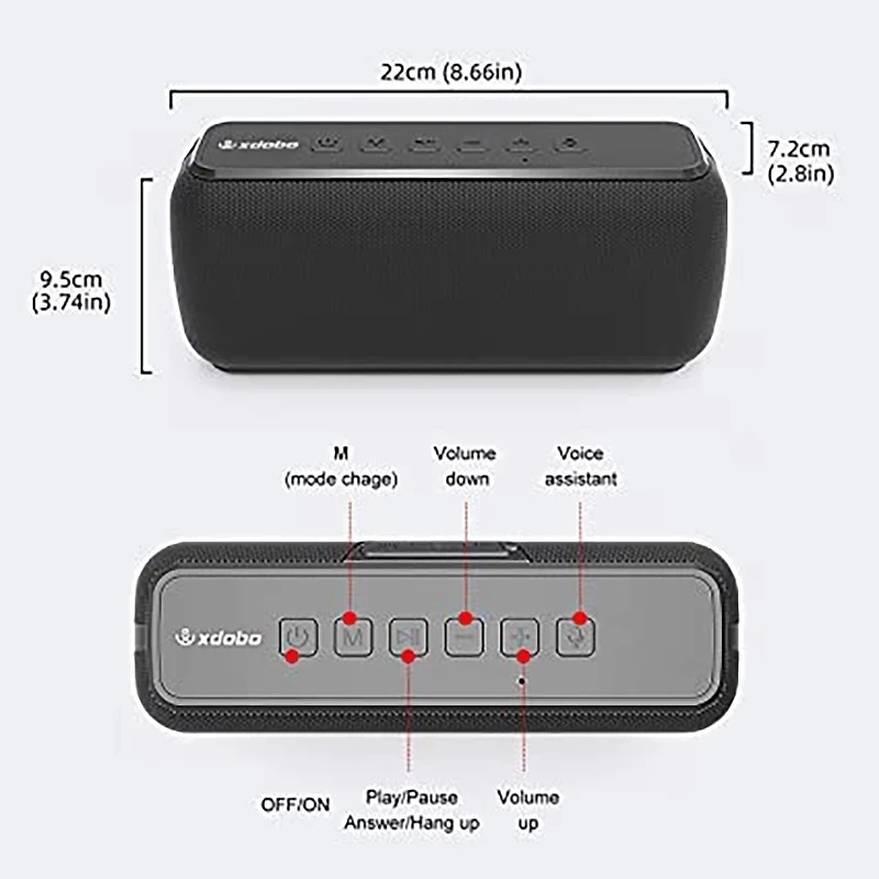 100%XDOBO X8 Bluetooth Speaker Big Power 60W Wireless Column Waterproof DSP Subwoofer Music Center with Voice Assistant 6600mAh
