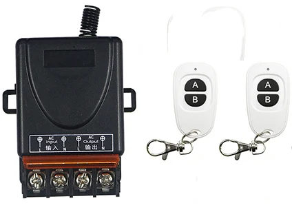 AC 110V 220 V 1 CH 1CH 10A RF Wireless Switch Relay Receiver Remote Controllers & White AB keys Waterproof Transmitter