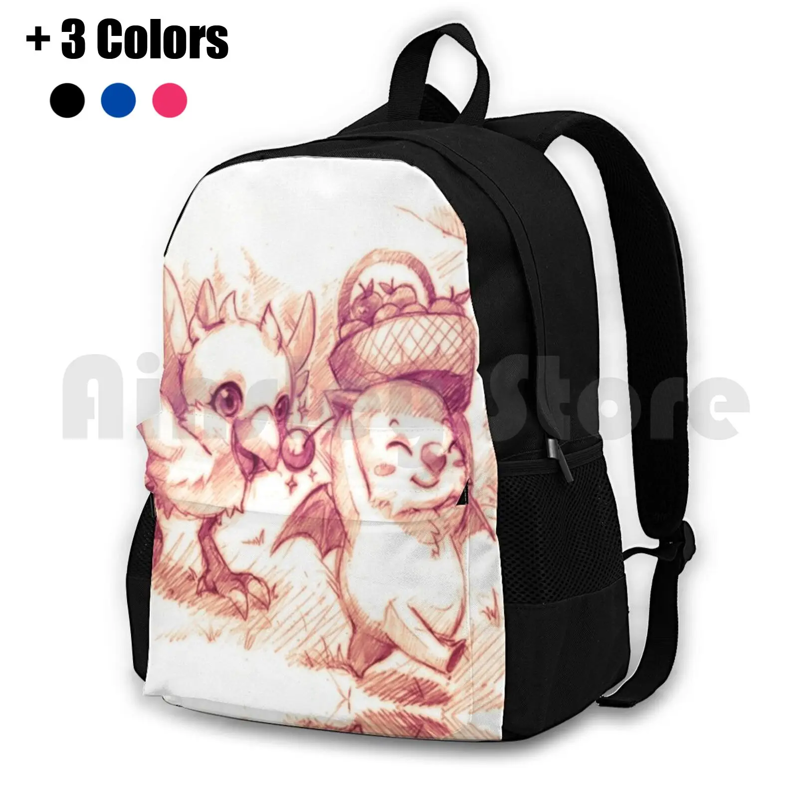 Chocobo & Moguri Outdoor Hiking Backpack Waterproof Camping Travel Chocobo Moguri Friends Happy Bird Bear Kawaii Funny Comic