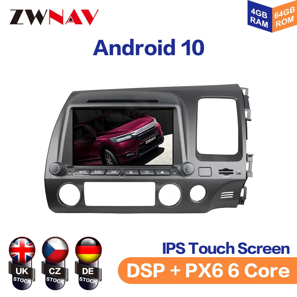 Android 10 IPS Screen For honda CivicL right Car Multimedia Player Navigation Audio Radio Stereo Head Unit Gps 2 din auto