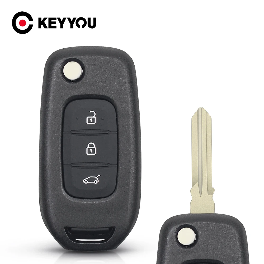 KEYYOU For Renault Dacia Logan 2 Logan II Kadjar Koleos 2017 2018 2019 2020 3 Buttons Remote Car Key Fob Case Cover