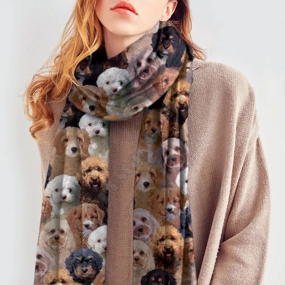 You Will Have A Bunch Of Cavapoos 3D Print Imitation Cashmere Scarf Autumn And Winter Thickening Warm Shawl Scarf