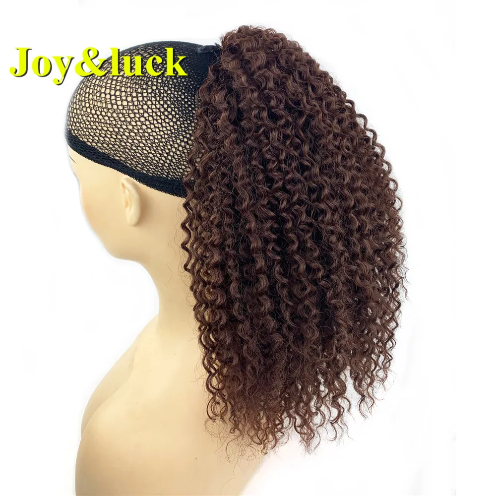 Joy & luck-coleta Afro rizada con cordón, moño de pelo corto para mujeres negras, moño de pelo sintético