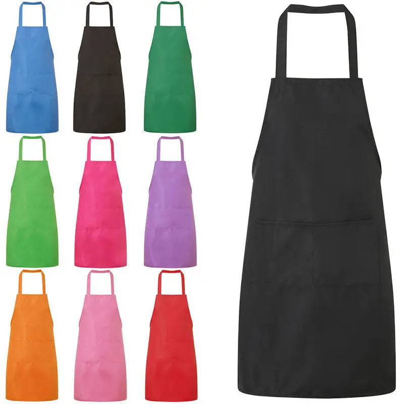 Adjustable Cooking Kitchen Apron For Woman Men Chef Waiter Cafe Shop BBQ Hairdresser Aprons Custom Gift Bibs Wholesale Sleeveles