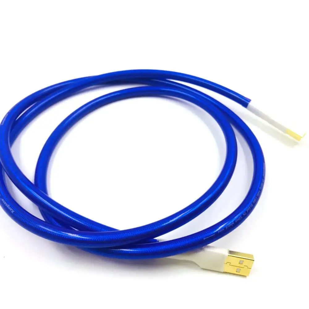 TOP-HiFi 7nOCC plateado trenzado USB 2,0 tipo A B Cable de interconexión macho tarjeta de sonido USB DAC toUSB cable de Audio Digital