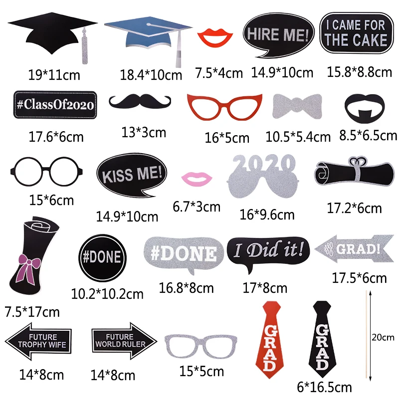 27pcs Funny Graduation Photo Booth Props Graduation 2020 Graduacion Photobooth Graduated Class Of 2020 Party