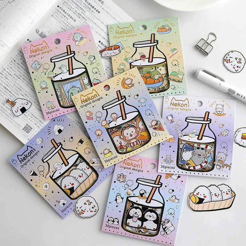 36pcs/1lot Kawaii Stationery Stickers Cute animal Diary Planner Decorative Mobile Stickers Scrapbooking DIY Craft Stickers