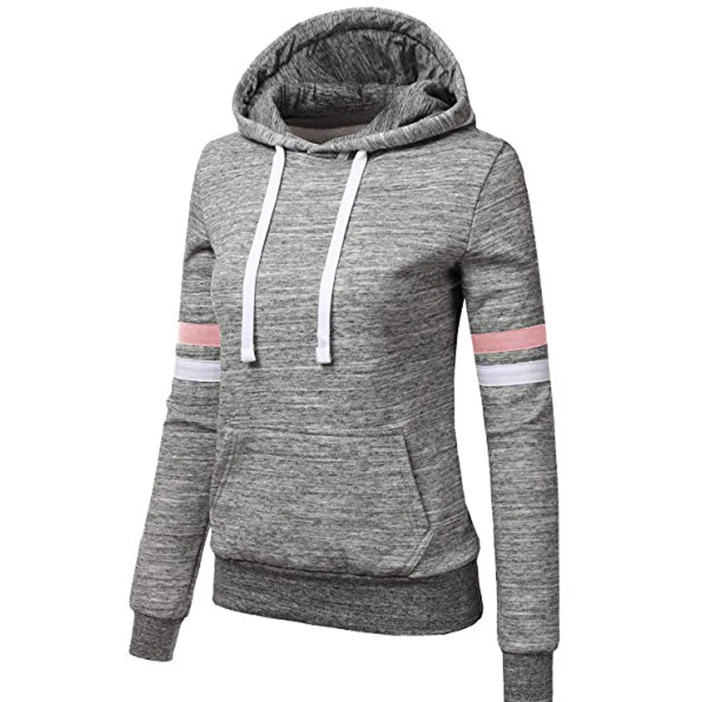 

Women Sweatshirt Sportswear hoodies women Autumn Spring Stripe Long Sleeve Hooded Pocket Pullover Casual Tops sudadera mujer new