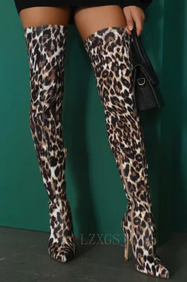 2021 tacchi alti stivali sopra il ginocchio donna Sexy Leopard Stretch coscia alta donna autunno inverno stivali lunghi scarpe Cuissardes