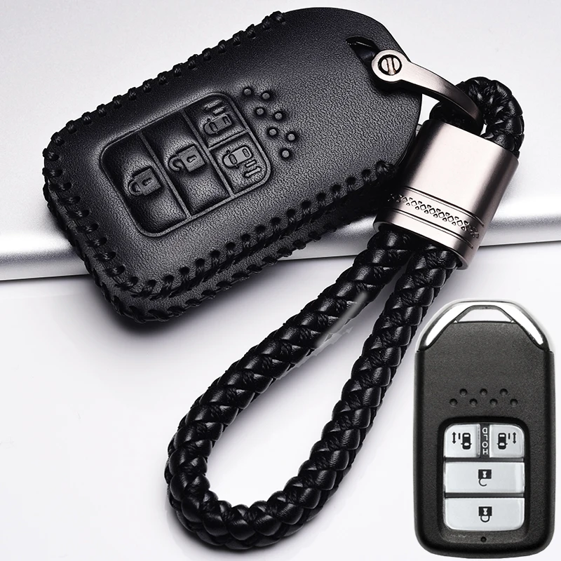 Leather Key Cover Car Remote Key Case For Honda 2016 2017 2018 CRV Pilot Accord Civic honda pilot Fit Freed key cover cap