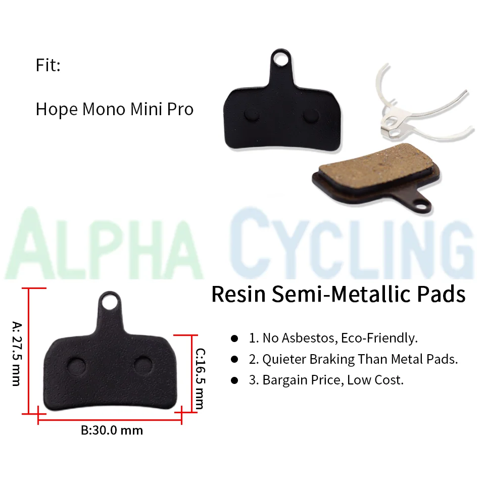 Pastillas de freno de disco para bicicleta Hope Mono Mini Pro Caliper, Sport EX Class, resina, 4 pares