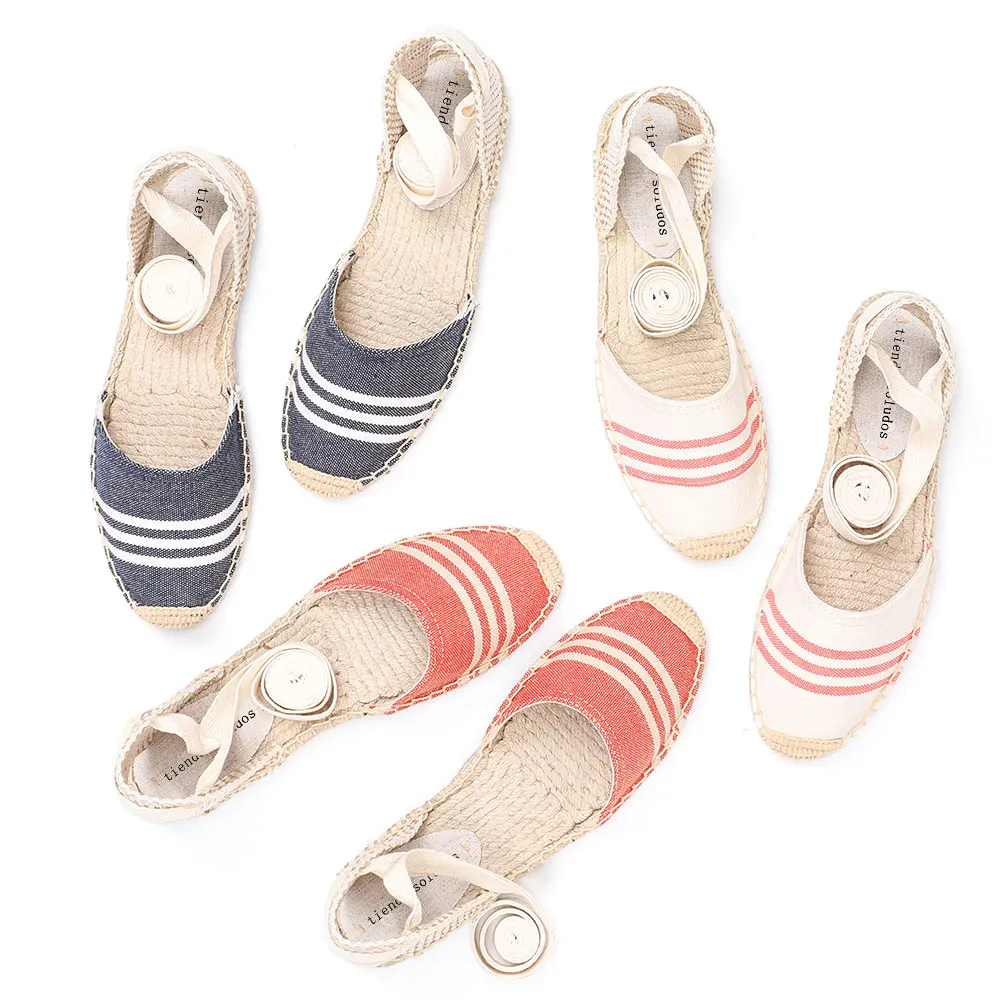 2021 sandali Casual che vendono vera canapa T-strap Flat con Open Sapato Feminino Sapatos Mulher scarpe espadrillas da donna