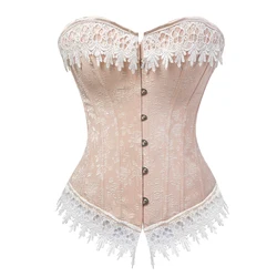 Women Corset Jacquard Overbust Lace Up Boned Corsets Carnival Brocade Vintage Bustier Bridal Corselet Wedding PartyCostumes