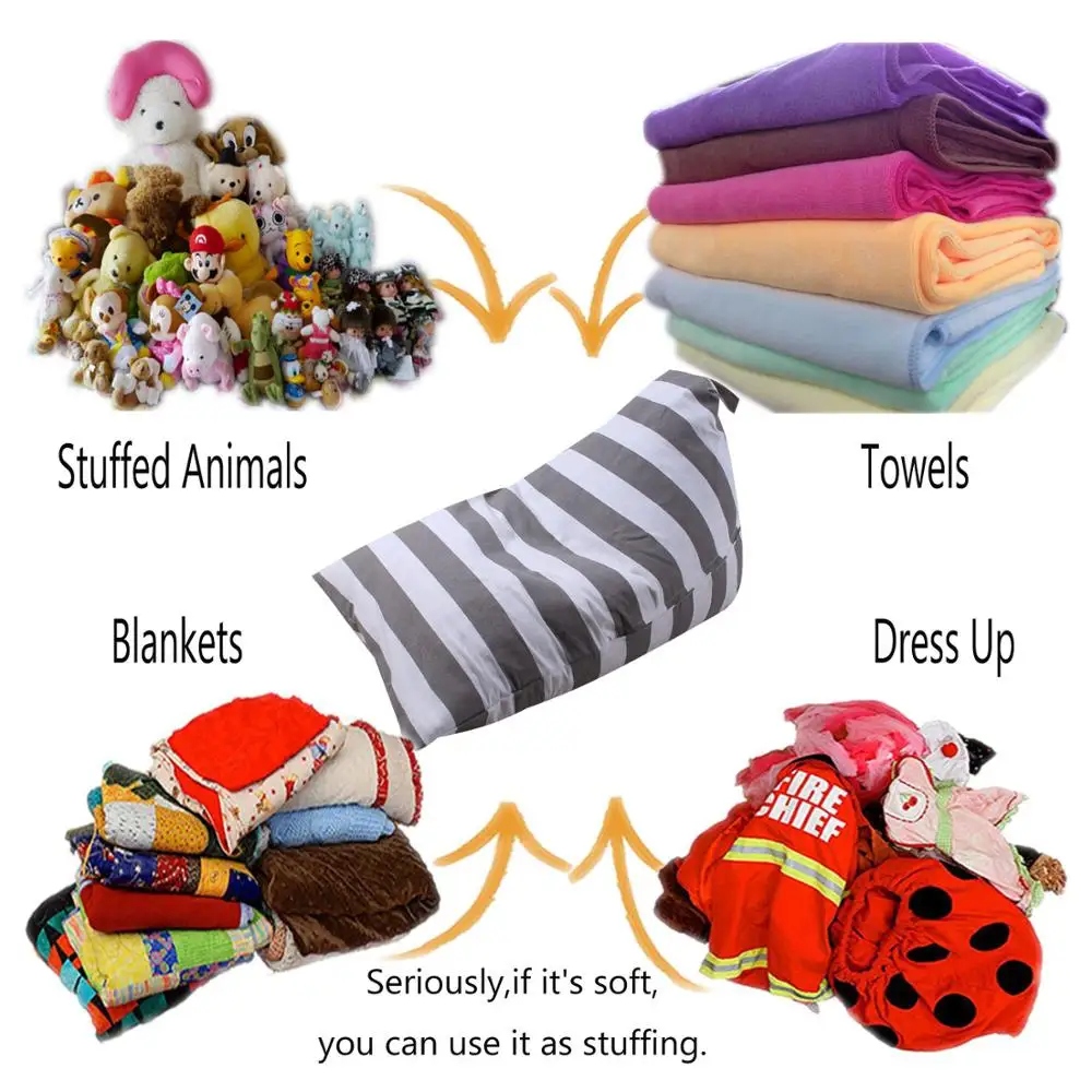 Stuffed Animal Bean Bag Chair Sofas (Cover Only) for Kids and Adults, Canvas Stuffed Seat Organizer Comfortable Baby Sofa